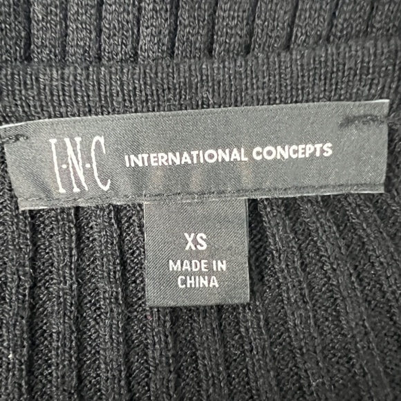 INC Ribbed Rhinestones Sweater Womens XS Stretch Long Length Party Evening Date - Picture 2 of 10